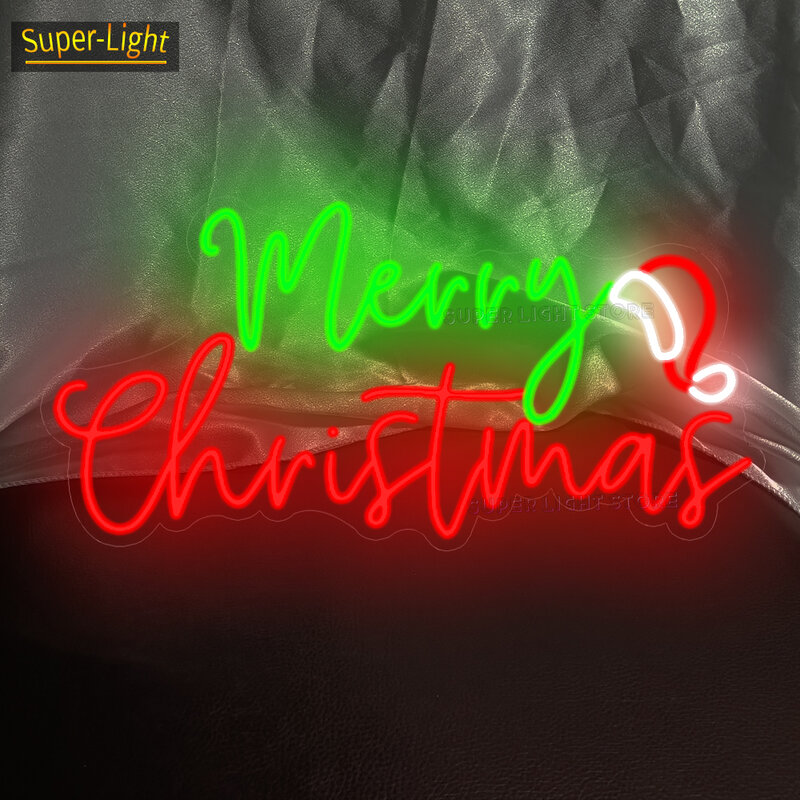 Enseigne au néon joyeux Noël, cadeaux personnalisés, lumières au néon joyeux Noël, décor de bonne année, décoration murale de fête de Noël