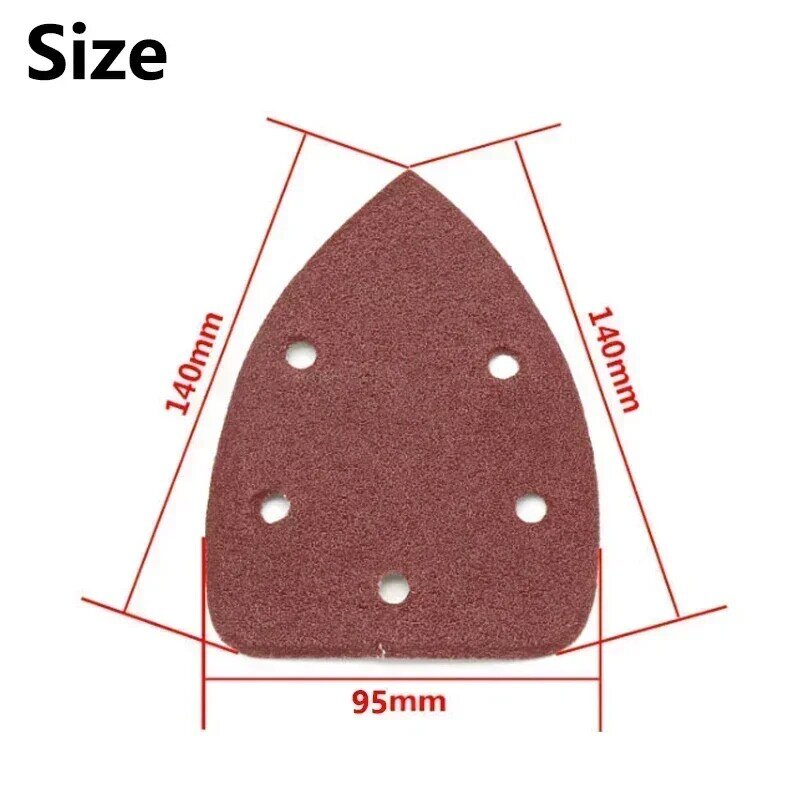 200Pcs 5 Holes Triangle Sandpaper 60-1000 Grits Self-adhesive Hook Loop Sand Paper Sheets Sanding Pads Polish Abrasive Tools