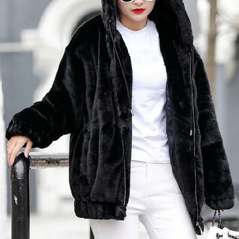 Универсальная Женская куртка с длинным рукавом, плюшевая куртка с капюшоном и мягкой застежкой-молнией, теплое ветрозащитное пальто для осени и зимы, длинное