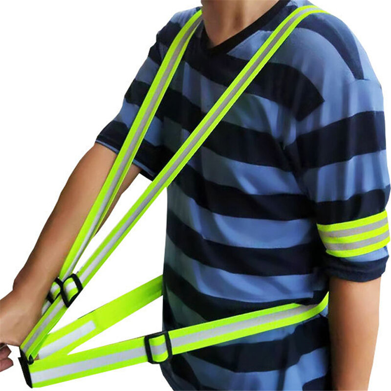 Portable Reflective Vest Outdoor Running Cycling Traffic Road High Visibility Adjustable Night Work Warning Safety Accessories