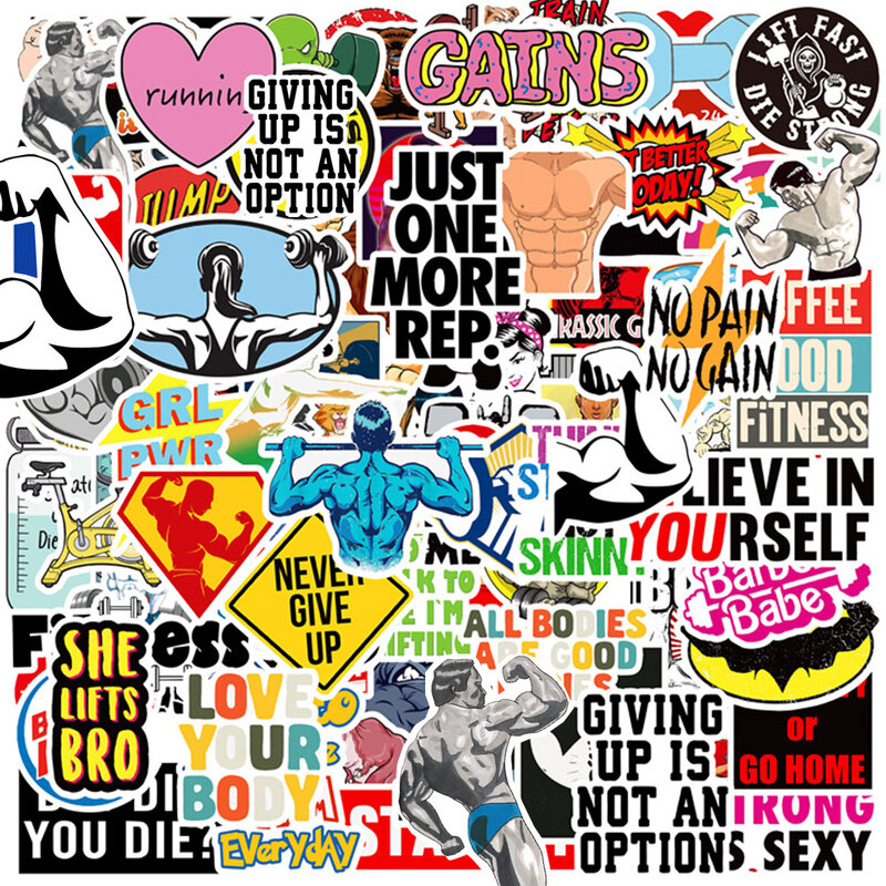 10/30/50/100pcs Inspirational Fitness Graffiti Sticker Decals DIY Water Bottle Motorcycle Laptop GYM Cool Sticker for Kid Toys