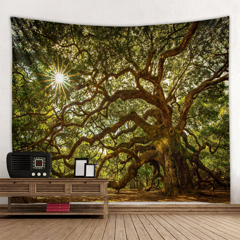 Beautiful ancient tree tapestry, jungle landscape, wall hanging cloth, home wall art decoration, living room background cloth