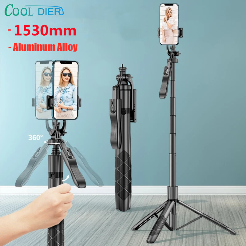 COOL DIER L16 1530Mm Wireless Selfie Stick Tripod Stand Monopod Lipat dengan Bluetooth Shutter Untuk Kamera Gopro Smartphone