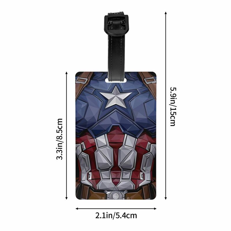 Etiqueta de equipaje personalizada de Capitán América, etiquetas de equipaje de Protección de Privacidad, etiquetas de maleta de viaje