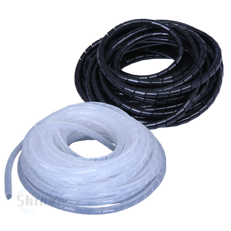 Protetor plástico da gestão da fita do tubo 4-30mm da bainha do organizador do fio transparente/preto que envolve a espiral da tubulação do enrolamento da luva do cabo