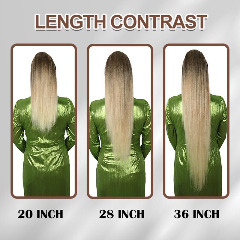 Julianna Extra Long 36inches Synthetic Kanekalon Futura Natural Smooth Straight HairPieces Drawstring Ponytails Hair Extensions