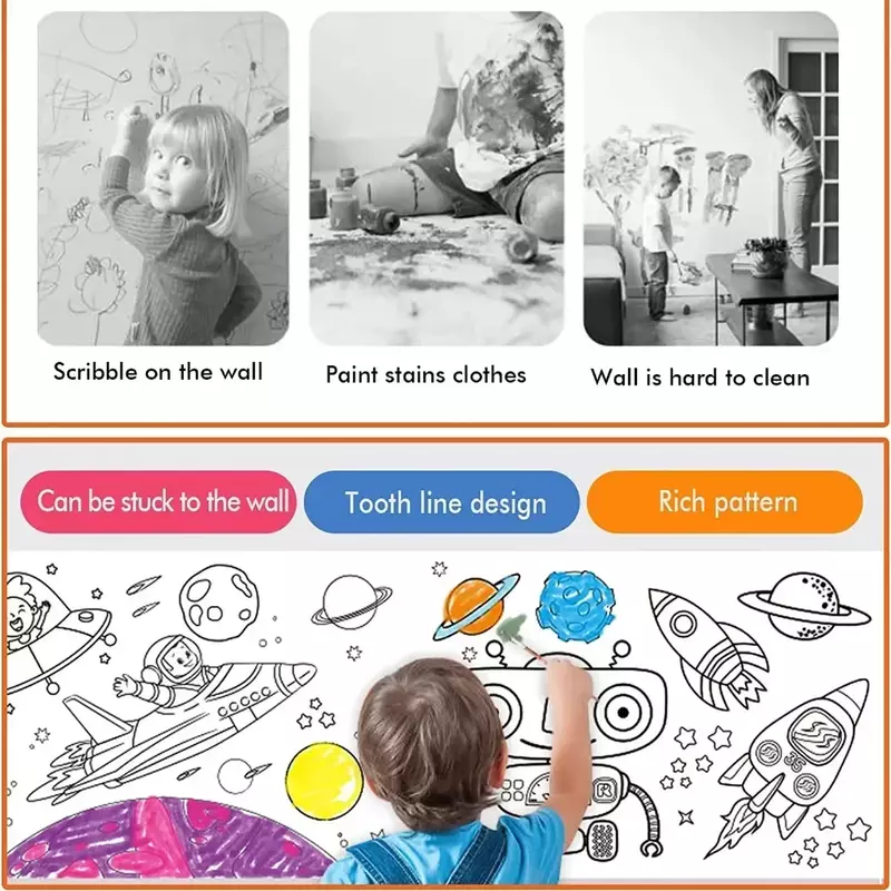 Рулон клейкой цветной бумаги для детского рисования, граффити, рулон рулона цветной бумаги для раскрашивания «сделай сам», обучающие игрушки