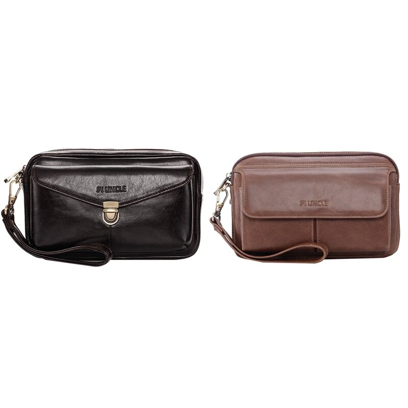 男性と女性のための革のビジネスハンドバッグ,カジュアルなハンドバッグ,濃い茶色のクラッチバッグ,新しいコレクション