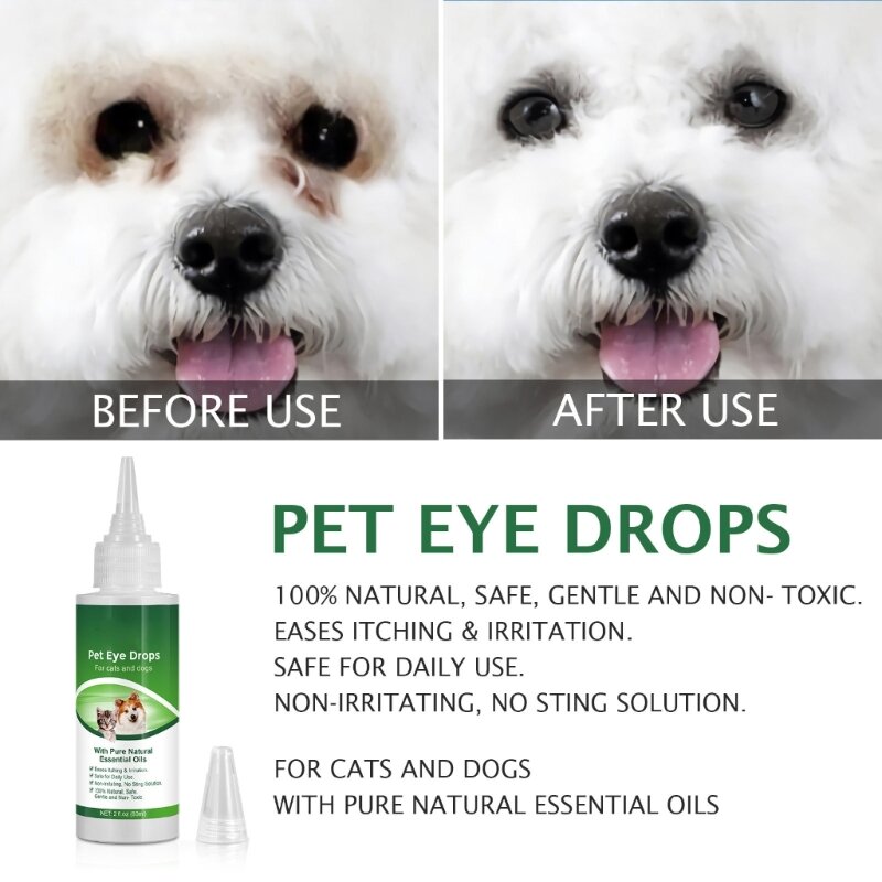 60ml oogdruppels voor huisdieren, effectief bij het verwijderen scheurtjes voor oogreiniging huisdieren