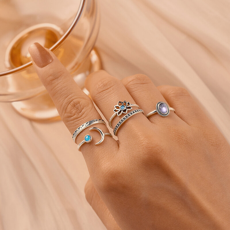 CANNER S925 cincin terbuka dapat disesuaikan zirkon bulan hati busur merah muda perak murni untuk wanita cincin jari pernikahan perhiasan hadiah Anillos