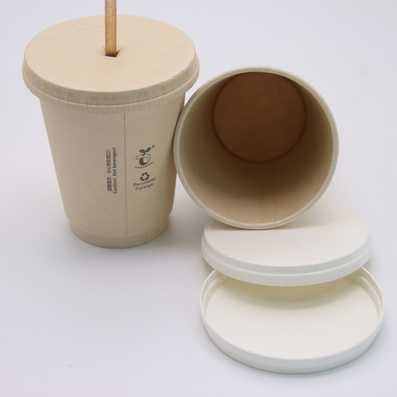 Taza de café con tapa de papel de pulpa con logotipo impreso de doble pared, producto personalizado, venta