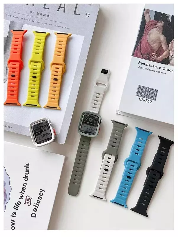 Funda y Correa de silicona para Apple Watch, pulsera para Iwatch 6, 5, 4, 3, 2, 1, 38/42mm, 40/44mm, 9, 8, 7, 41/45mm, Ultra 2