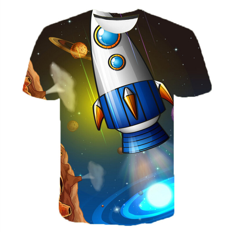 Camiseta con estampado 3D de astronauta para mujer, blusa divertida de manga corta con estampado de universo, Planeta, Galaxia espacial, moda de verano