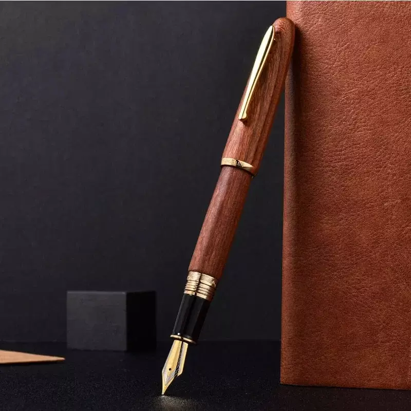 HongDian-pluma estilográfica de madera Natural 660 EF/ F Nib, bolígrafos de sándalo hechos a mano, escuela, oficina, negocios, regalo creativo, papelería
