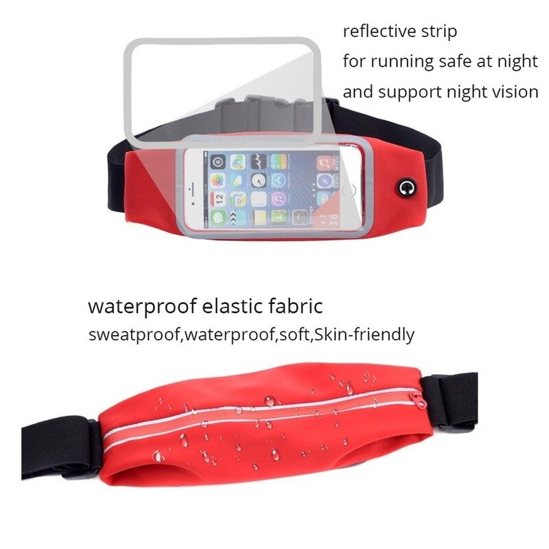Running Case Belt Waist Pack Travel Zip Pouch Phone Pack Belt Sport Case Waterproof Fanny Pack Wholesale  Solid