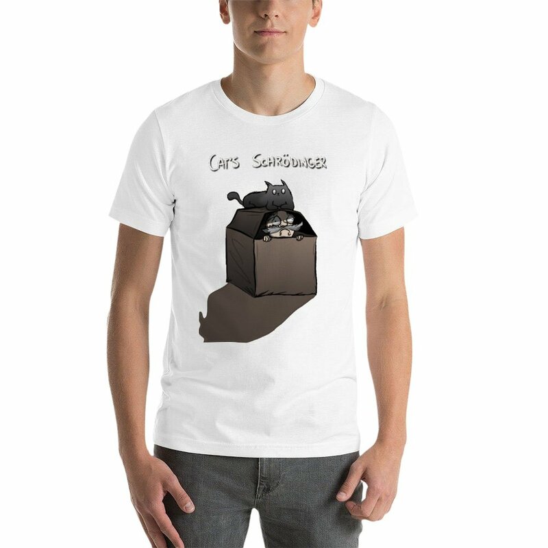 Camiseta gráfica masculina, Tops de Shrodinger de gato, camisas de suor, plus size, treino