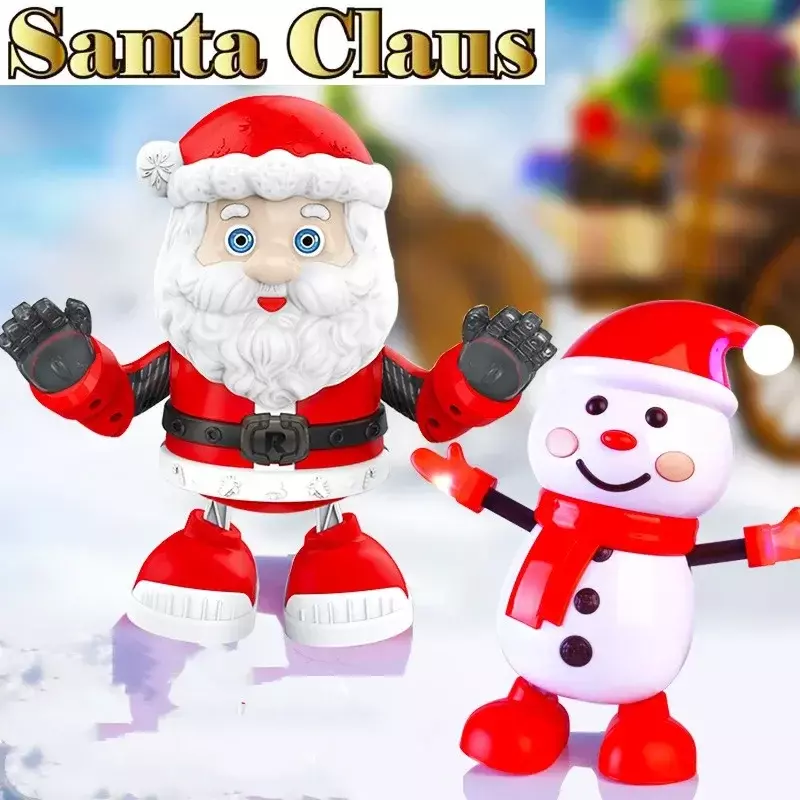 Mainan interaktif baru untuk anak-anak, bernyanyi elektrik dan menari Santa Claus, manusia salju hadiah Natal mainan Natal