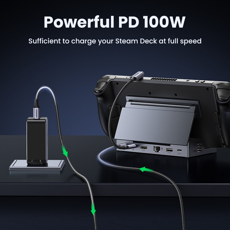 UGREEN Steam Deck Dock 4K60Hz 9-portowy RJ45 PD100W USB C HUB kompatybilny z Steam Deck ROG Ally LEGION Go iPhone 15 Pro/Pro Max