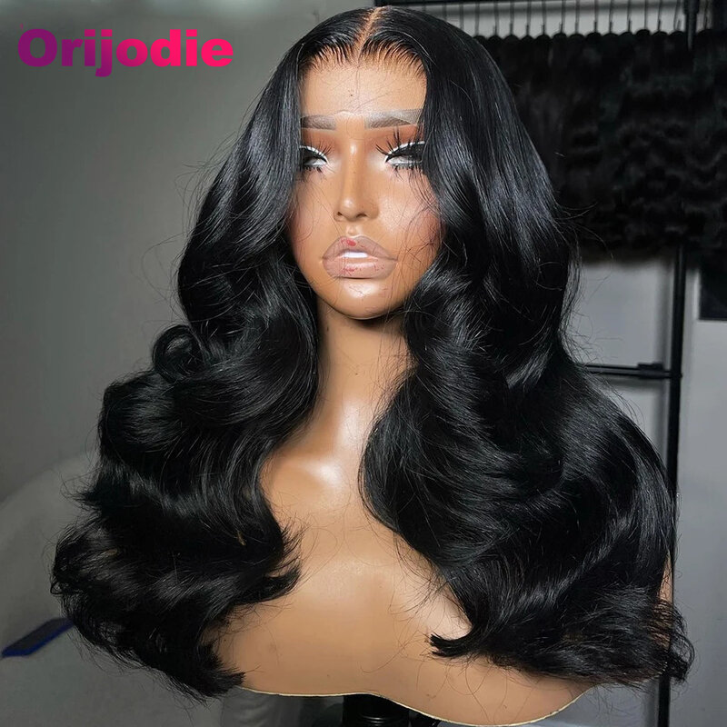 Colored Brown with Pink Highlight 13x4 13x6 Lace Frontal Human Hair Wigs Transparent 5x7 Lace Closure Body Wave Wig Pre Plucked