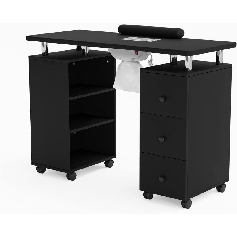 Maniküre Tisch Nagel Schreibtisch für Nagel Tech, Nagel tisch Schönheits salon Tech Station mit/elektrischen Abluft, abschließbare Räder