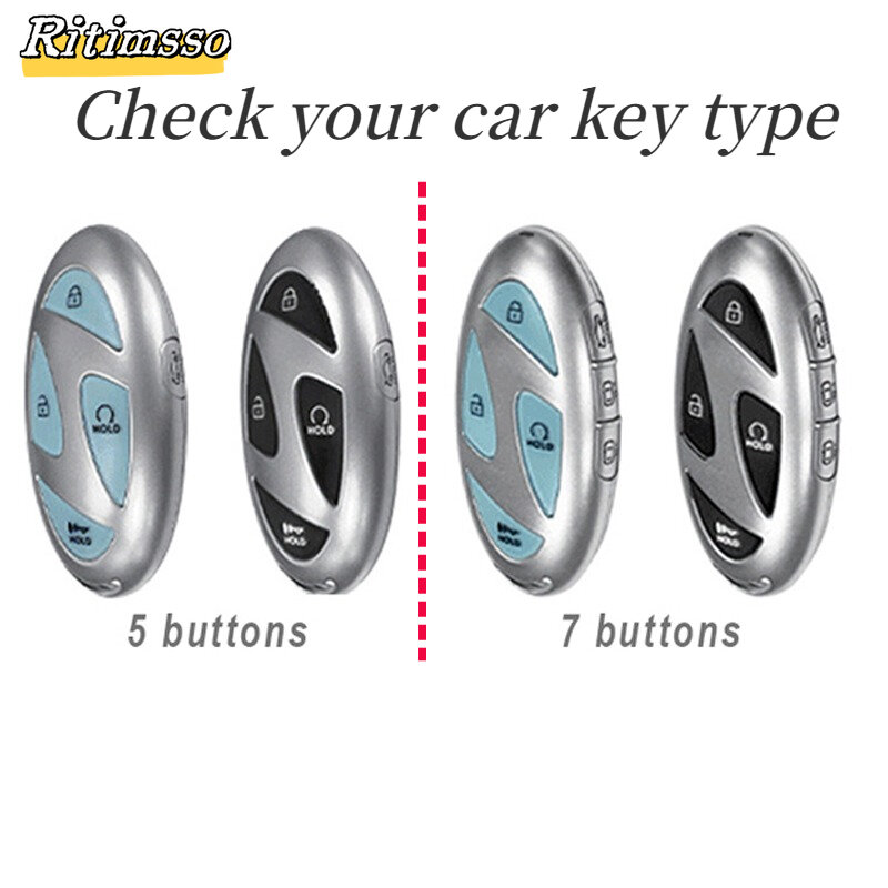 5 lub 7 przycisków klawiszy dla Hyundai Grandeur GN7 Kona Ev 2023 brelok skórzany obudowa kluczyka do samochodu samochód Romote akcesoria osłona na breloczek
