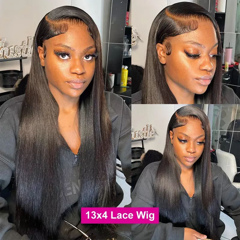 13x4 Human Hair Straight Lace Front Wigs For Black Women Brazilian Hair Glueless Pre Plucked Bone Straight Hd Lace Frontal Wig