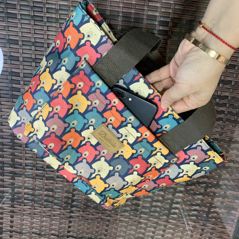 Borsa impermeabile colorata del fumetto pendolarismo borsa da donna portatile a più strati di grande capacità borsa per il pranzo borsa per Snack borsa per mamma