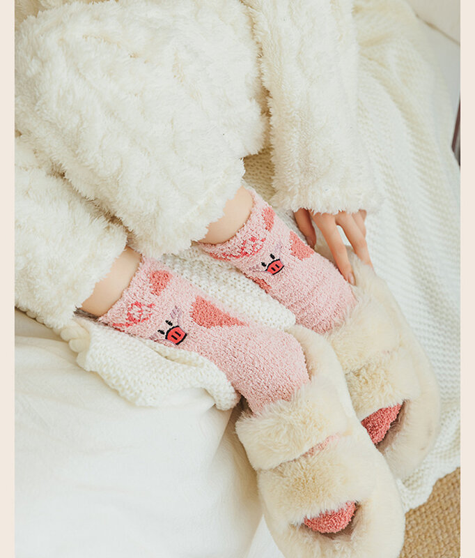 Милые носки осень-зима плюшевые норковые чулки утолщенные чулки для пола для девочек послеродовые чулки домашние аксессуары для одежды