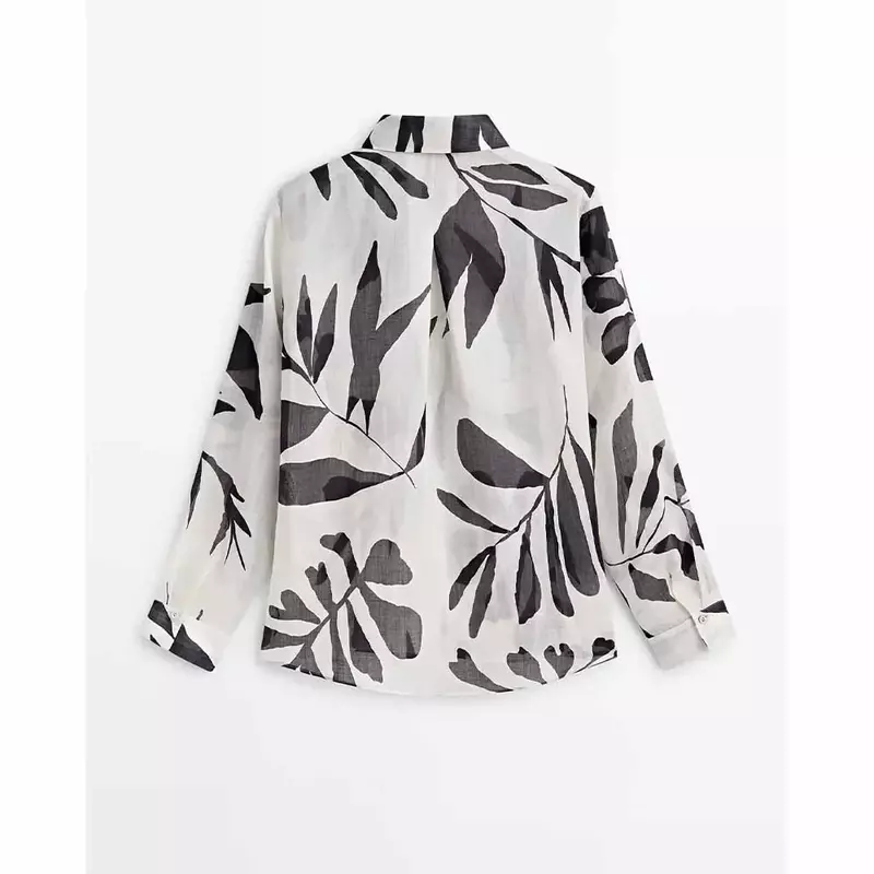 Camisa larga informal con estampado Floral para mujer, blusa Retro de manga larga con botones, Top elegante, 2023