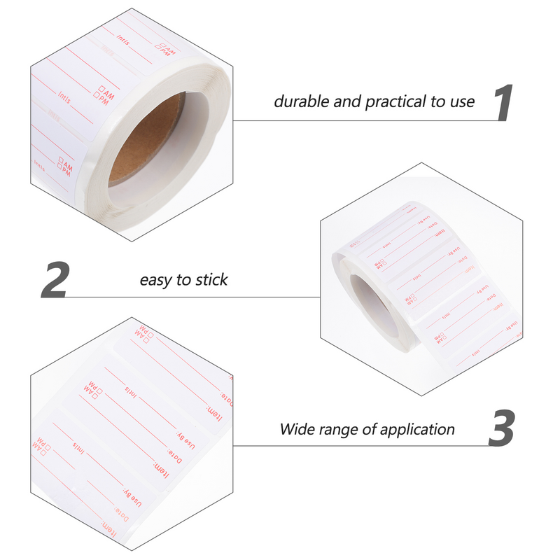 1 Roll Writable Label Stickers No Glue Residue Sticker for Meal Preparation, Leftovers Labeling