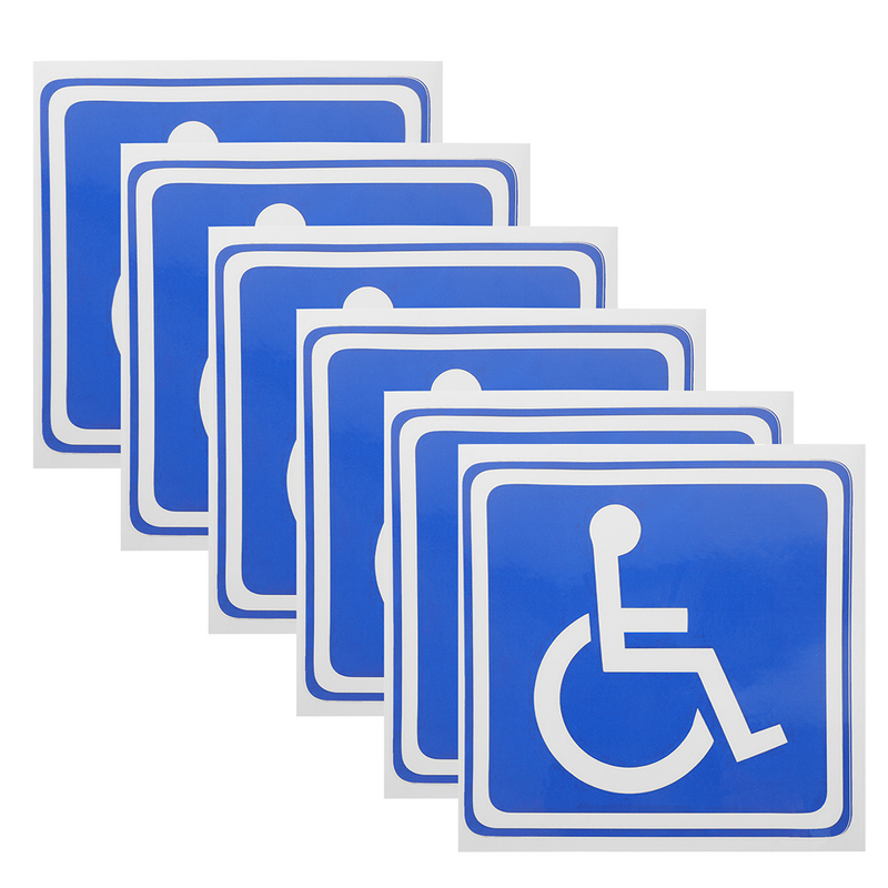 6 Sheets Disabled Signage Adhesive Car Flag Stickers for Cars Window Parking Handicapped Tag Wheelchair Symbol