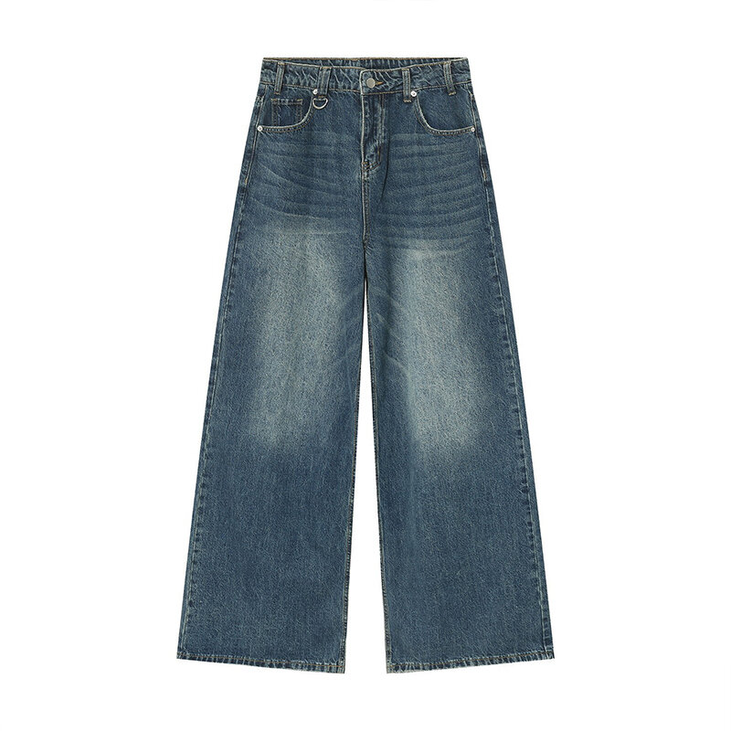 Iefb-Calças jeans largas vintage masculinas, roupas de rua novas, pernas largas, calças jeans soltas, moda, calças retas angustiadas, 9C1519, 2023