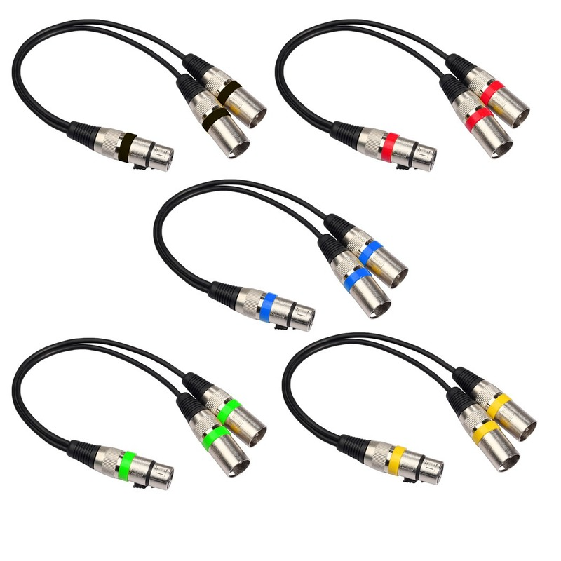 XLR fêmea Jack para Dual 2 macho Plug Y Splitter, cabo adaptador, amplificador alto-falante, Mixer fone de ouvido, 3Pin, 30cm