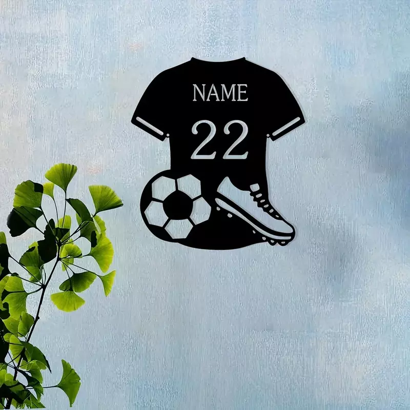 Siluet besi logam seni besi Jersey sepak bola Amerika Nomor Nama dekorasi gantungan dinding kustom tanda olahraga Dekorasi Rumah