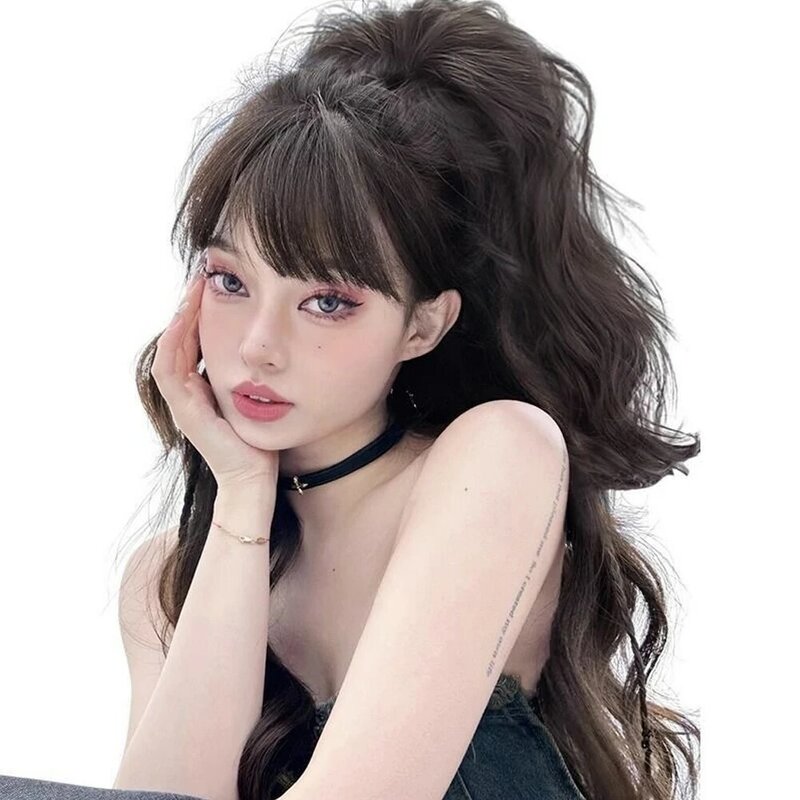 Horsetail Wig Female Simulation Hair Grab Clip Waterfall Half Tied Hair High Ponytail Wig Piece Fluffy Wig Ponytail Wig
