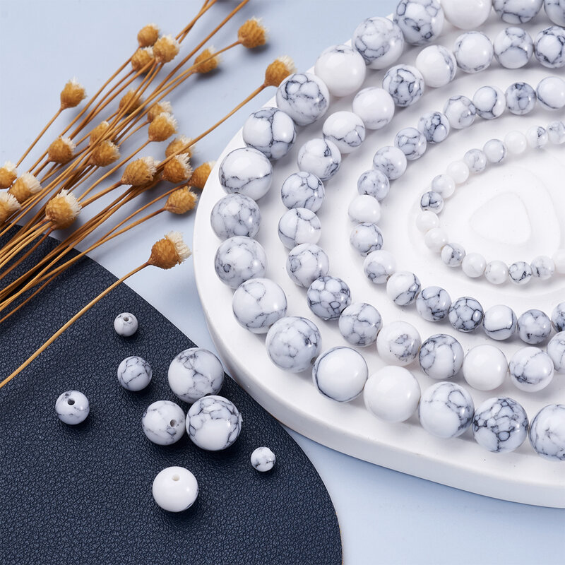 Round Synthetic Turquoise Spacer Beads, Jóias fazendo suprimentos, 4 tamanhos, colar, pulseira, brinco, 4 vertentes, 4mm, 6mm, 8mm, 10mm