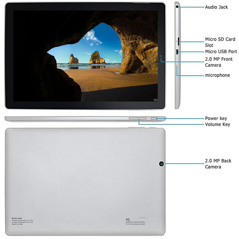 Casing tablet dengan Keyboard Bluetooth, Tablet PC WIFI NX16A 10.1 ''Windows 10 Netbook Quad Core RAM 1GB ROM 32GB kamera ganda 1280 * 800IPS