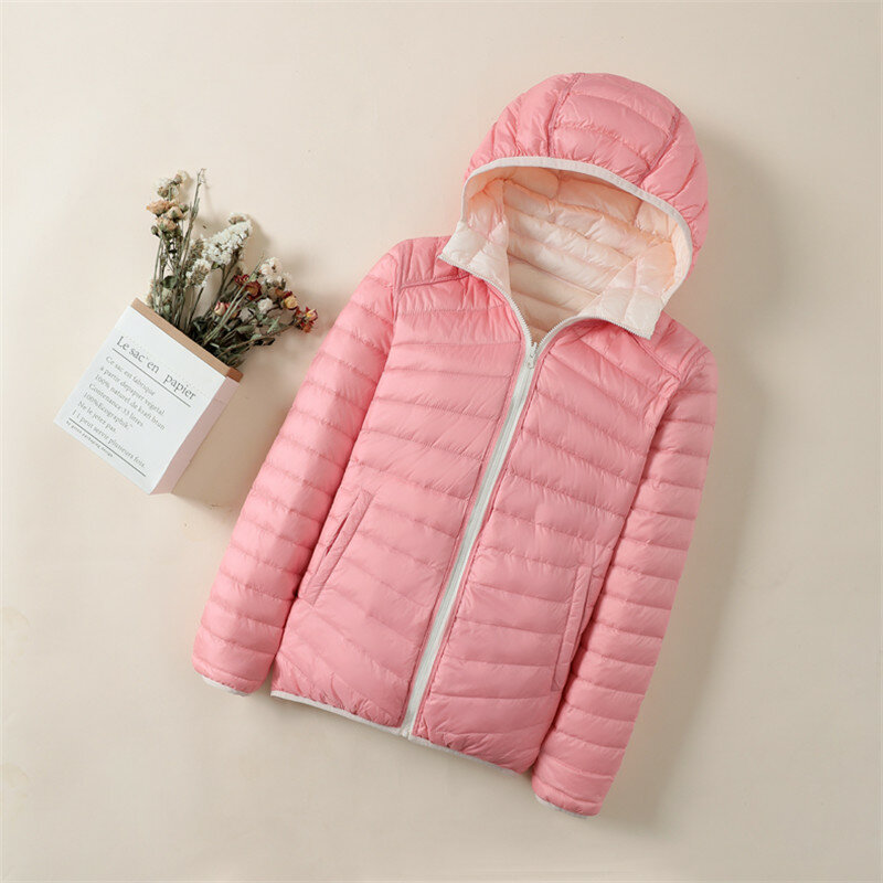 2023 Outono Inverno Mulheres Com Capuz Puffer Jacket Ultra Light White Duck Down Outwears Feminino Curto Leve Double Down Coat 7XL