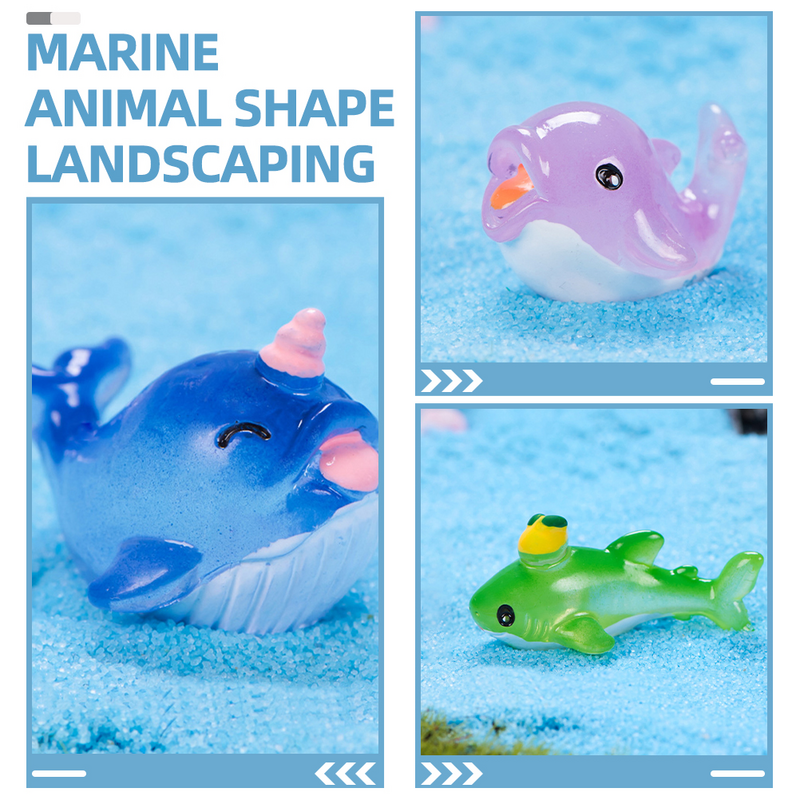Mini estátua de animal marinho, decoração do oceano, mini animais brinquedo, micro paisagem, ornamento, estatueta modelo de resina marinha, 16 pcs