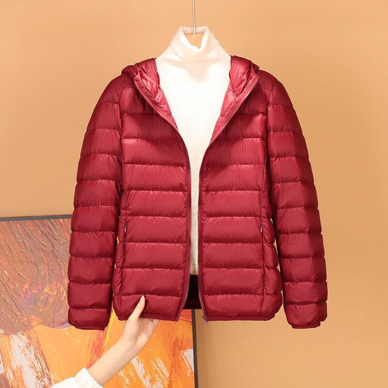 Hooded Down Jacket For Women 2023 Autumn Winter Ultralight 90% White Duck Down Coat Lightweight Warm Portable Puffer Jackets