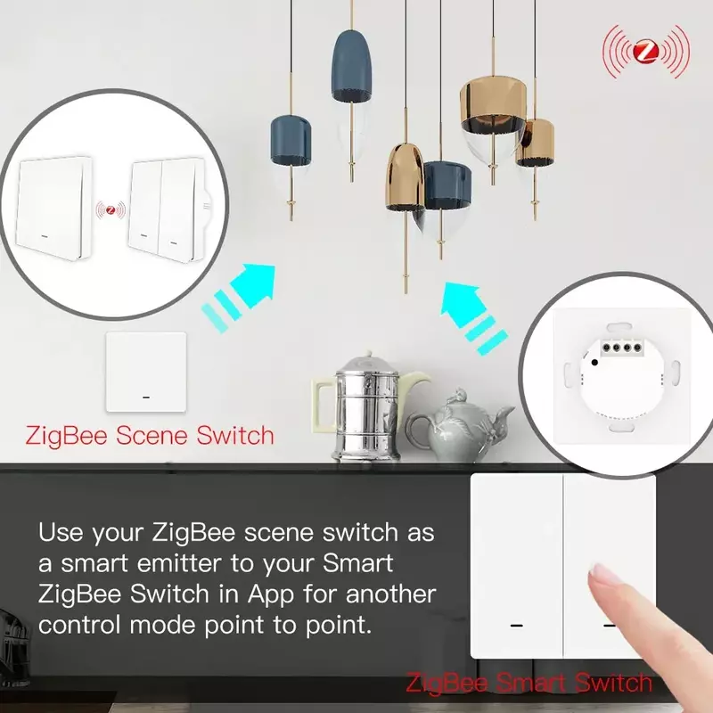 Moes tuya zigbee interruptor de luz com kit transmissor sem fio neutro nenhum capacitor necessário funciona com alexa google casa inteligente vida