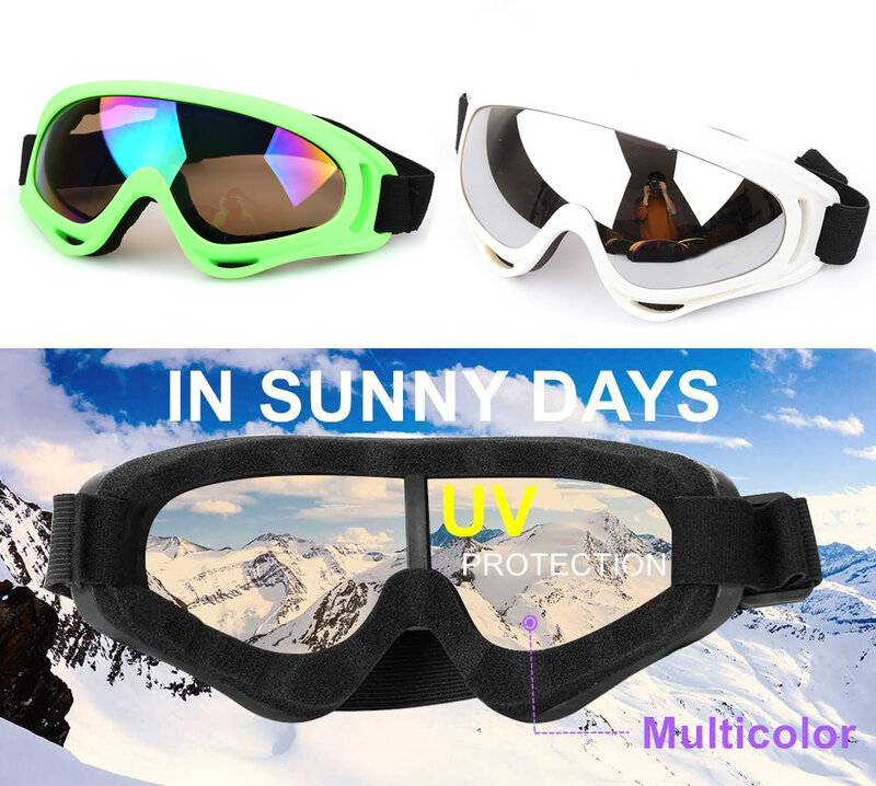Gafas de esquí multicolores con montura colorida X400, gafas de esquí deportivas anti ultravioleta y a prueba de viento, gafas de nieve