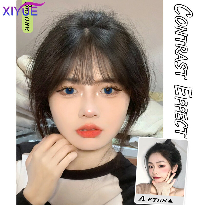 Xiyue-女性用の偽の髪のフリンジ,人工美白,正面の腕のサイズ,8文字の偽の包帯