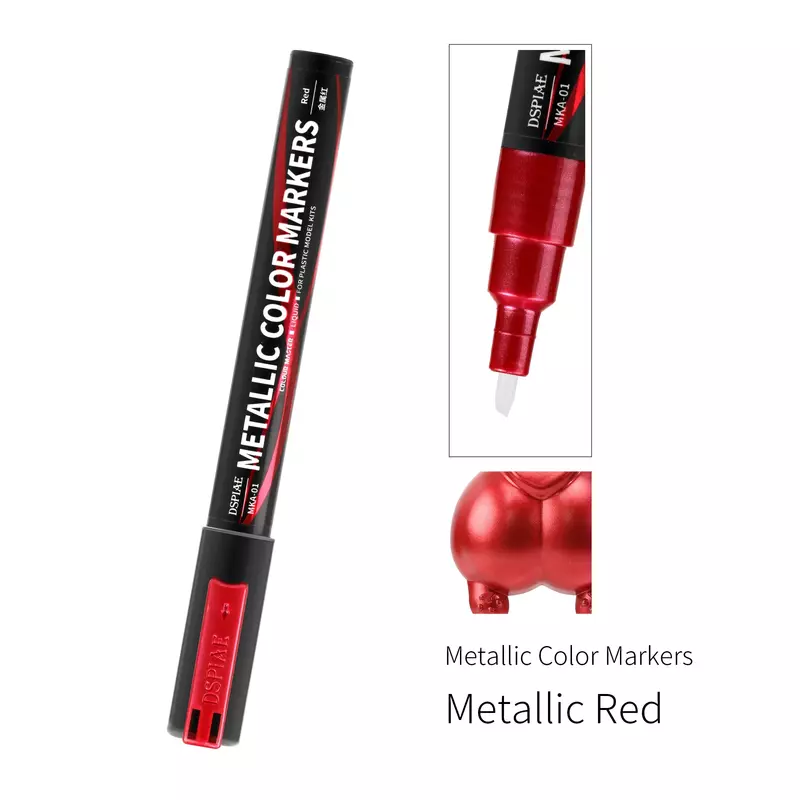 DSPIAE MKA 12 Colors Super Metallic Marker Brush Pen Environment-friendly Water-based Soft Head Red Blue Green Sliver 12 Pcs/set