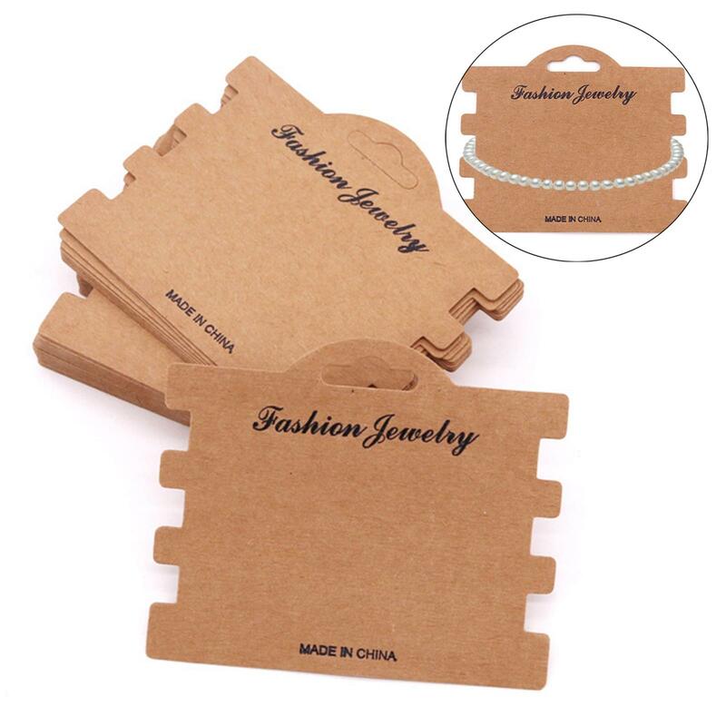 100x Bracelet Display Cards Easy and Simple Necklace Paper Cardboard Trendy Jewelry Display Hanging Cards for Hair Tie Bracelets