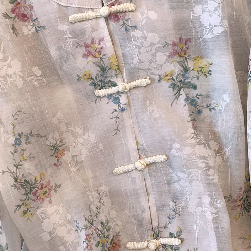 Chemise en patchwork de dentelle boutonnée pour femme, broderie florale, style chinois, tempérament doux, mince, été, nouveau, 2024