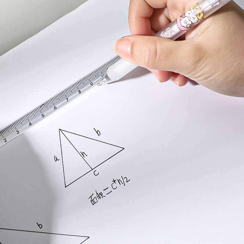 シンプルな透明な三角形のストレートトライアングル定規、カワイイツール、文房具漫画の描画、オフィスの学校の測定ギフト、15cm20cm