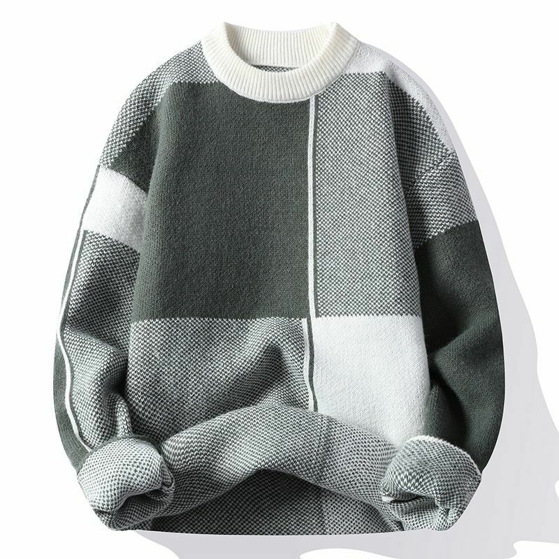 Sweater pria, atasan lelaki Pullover hangat tebal musim gugur musim dingin 2023, longgar, leher bulat nyaman, warna Solid