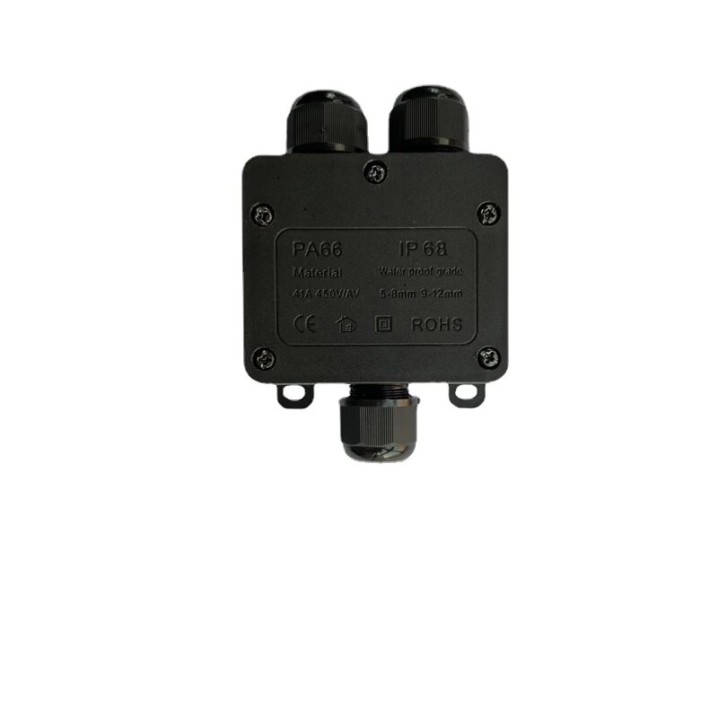 IP68 Outdoor Waterproof Junction Box – Black,  3 Way Mini Connector Box with PC Plastic and Terminal, Designed for Buried Wires