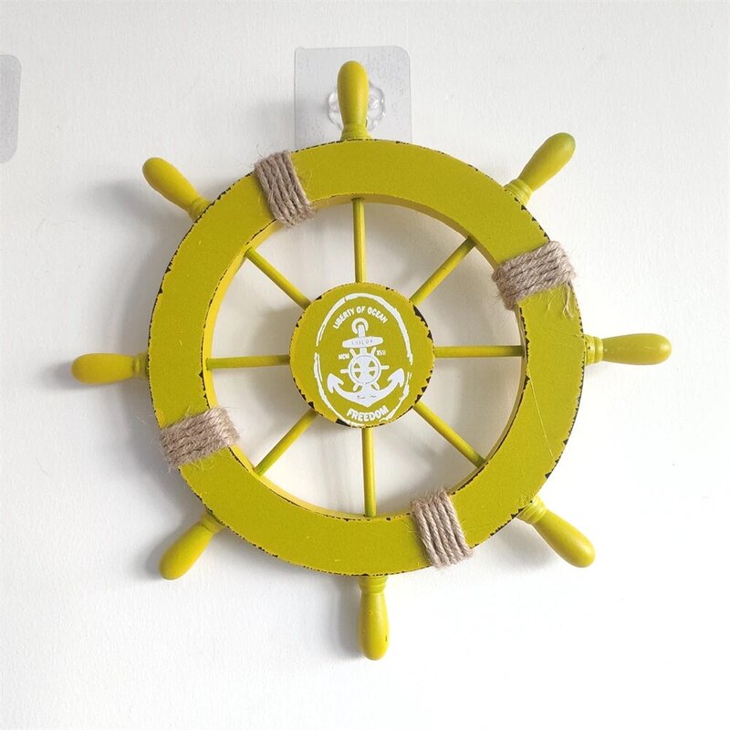 Mediterranean Ship Rudder Decoration Nautical Boat Wheel Helm Wooden Craft Home Decoration Accessories